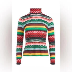NEW, Alice & Olivia Delaina After Sunset Turtleneck Top Size S #T3652